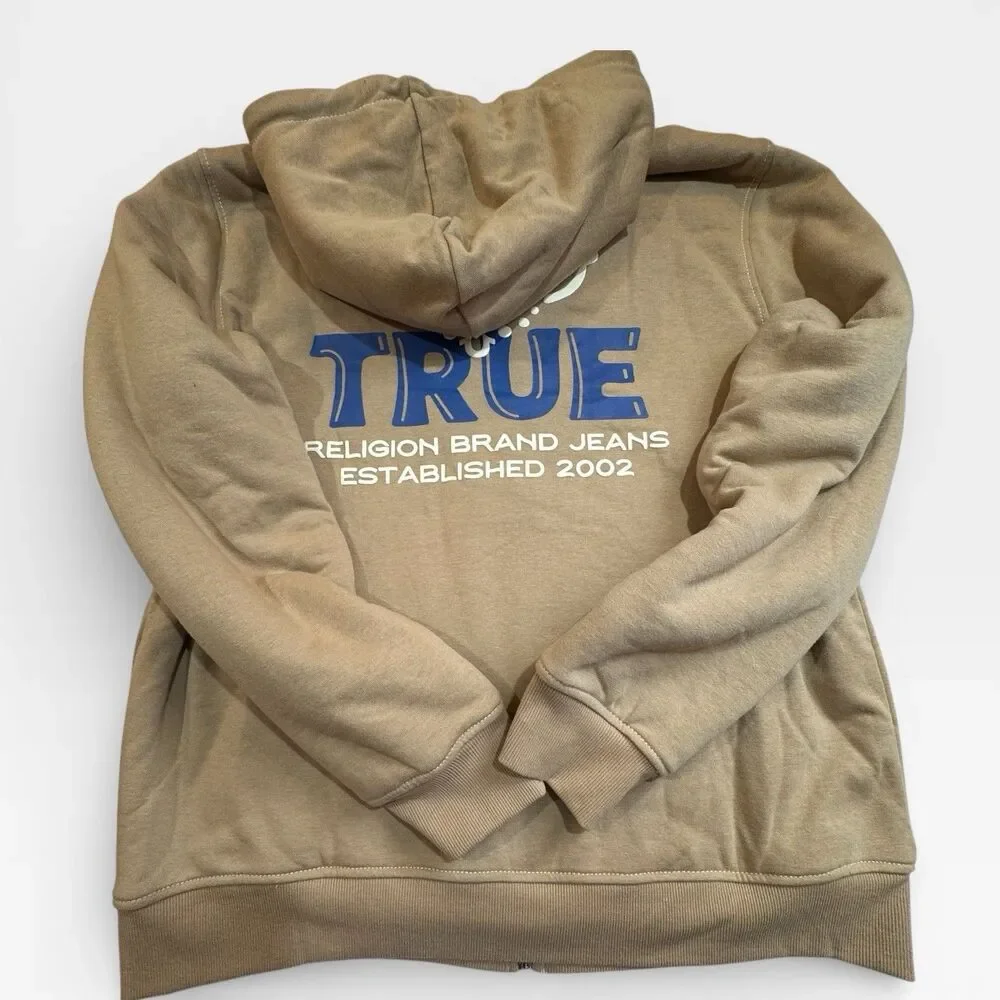 True Religion‎ Sherpa Zip Hoodie NWT Travertine Buddha Luxe Streetwear